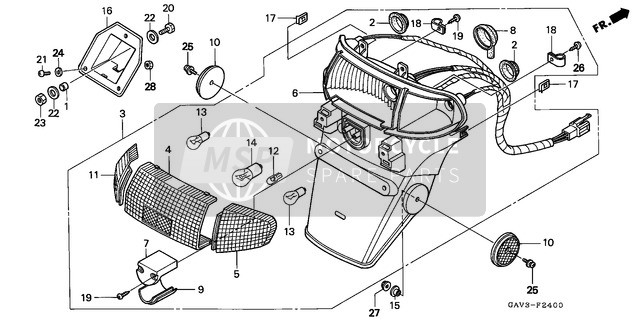 Honda SJ50 1996 Luz de combinación trasera para un 1996 Honda SJ50